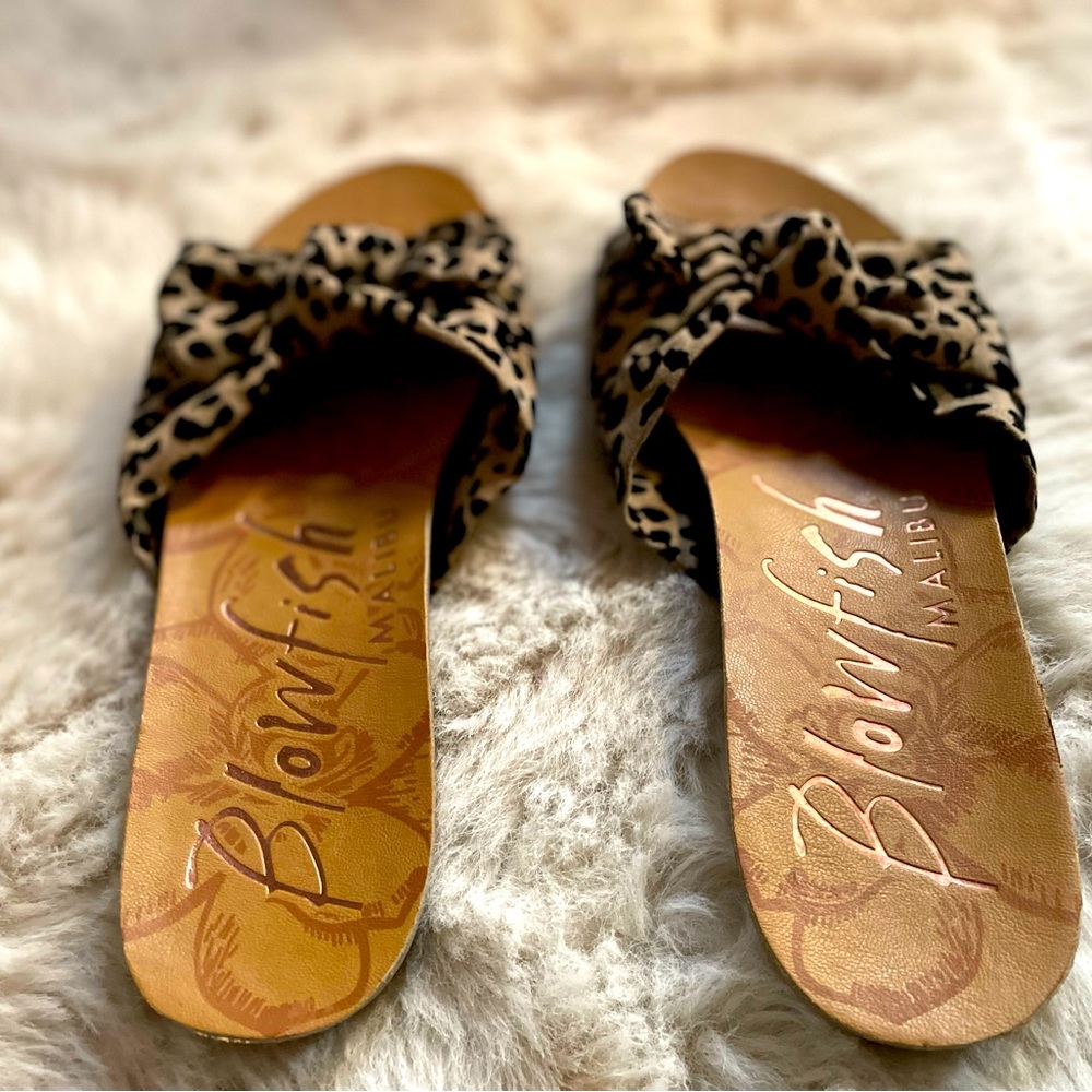 blowfish malibu leopard print slides 7.5 worn once!